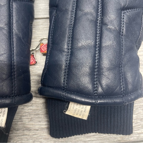 Vintage Kombi Blue Leather Mittens Diamond Pattern Women's Medium - Picture 3 of 8